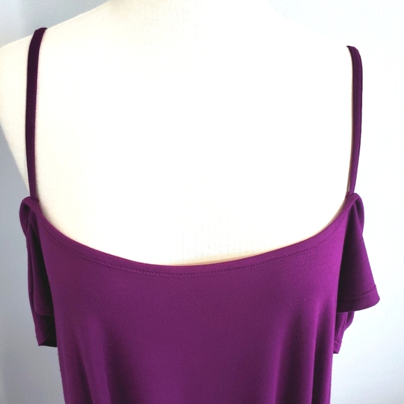 Modal Cold Shoulder Eggplant Tunic Top 2X - Picture 5 of 12